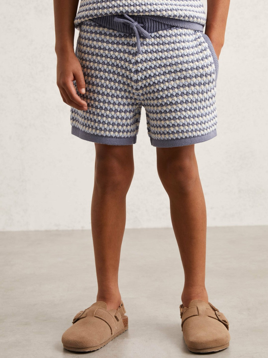 Reiss Best Seller - 13-14 yrs Cotton-Blend Knitted Stripe Shorts in Blue/White