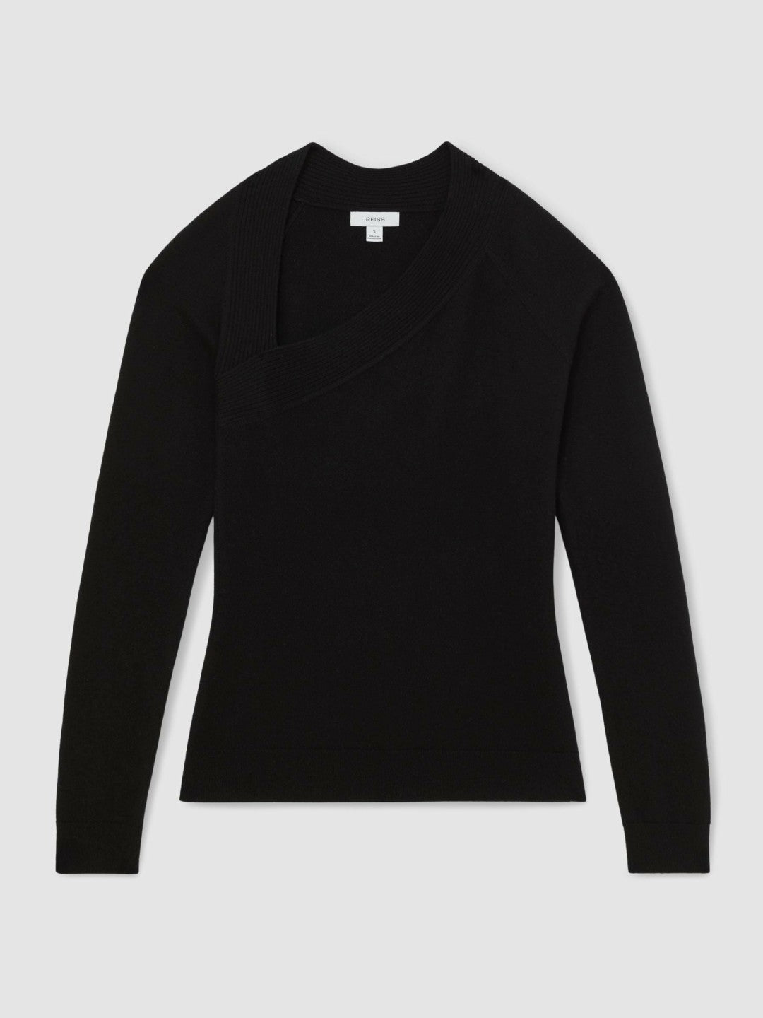 Reiss Best Seller - Wool-Blend Asymmetric Knit Top in Black