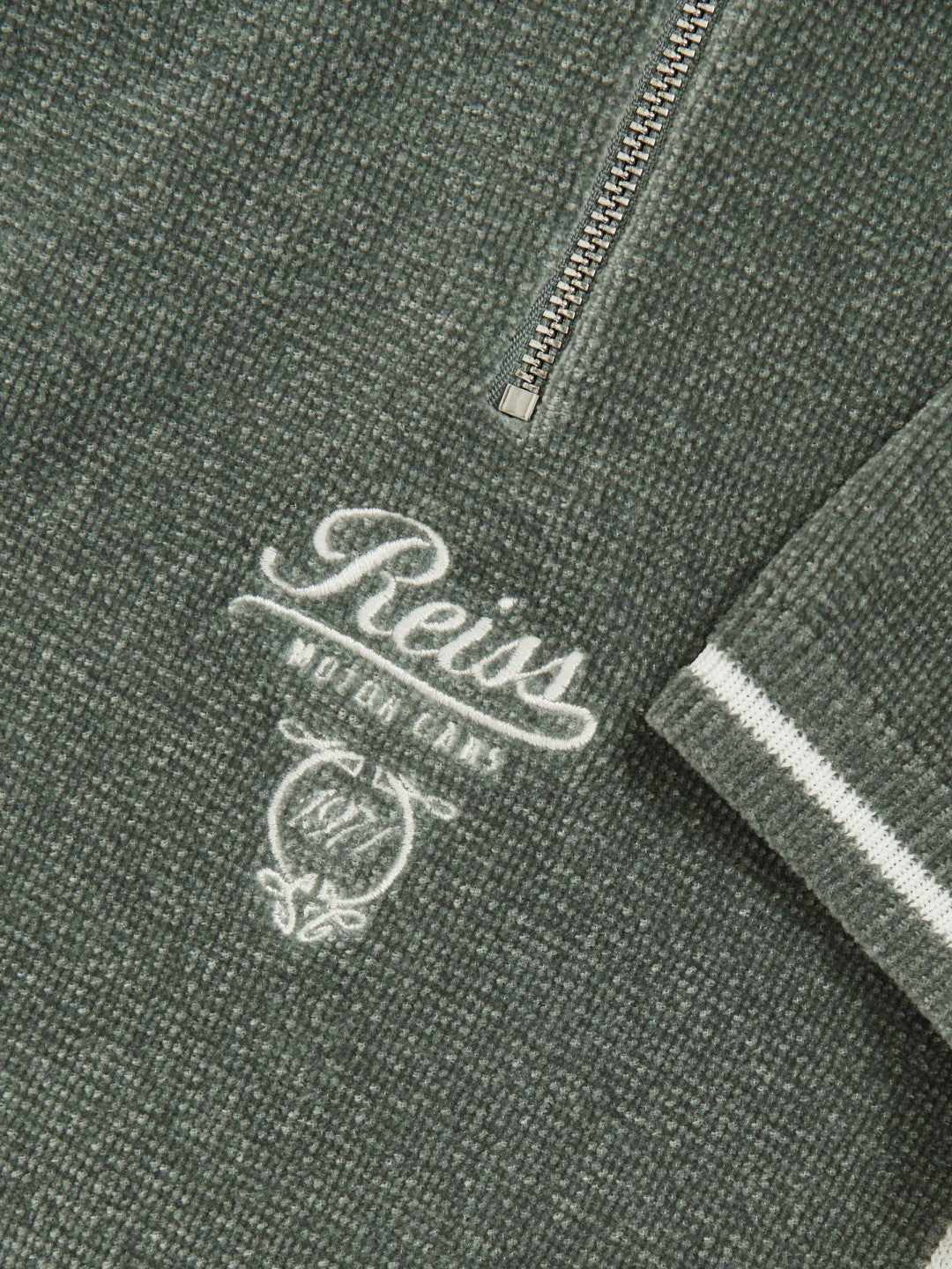 Reiss Featured - 13-14 yrs Chenille Tipped Motor Cars Polo Shirt in Dark Sage Green/White