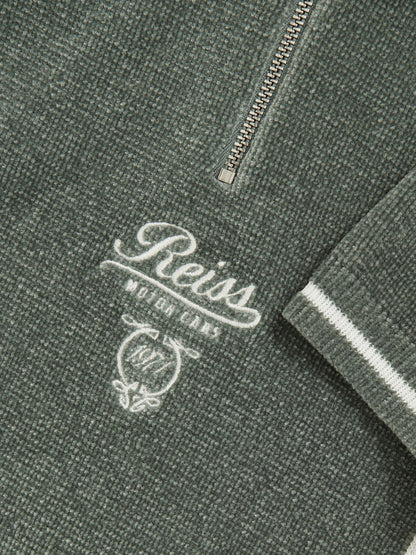 Reiss Featured - 13-14 yrs Chenille Tipped Motor Cars Polo Shirt in Dark Sage Green/White