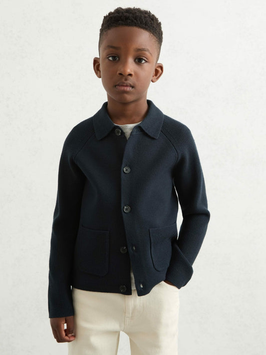 Reiss Value - 3-9 yrs Button-Through Knitted Cardigan in Navy