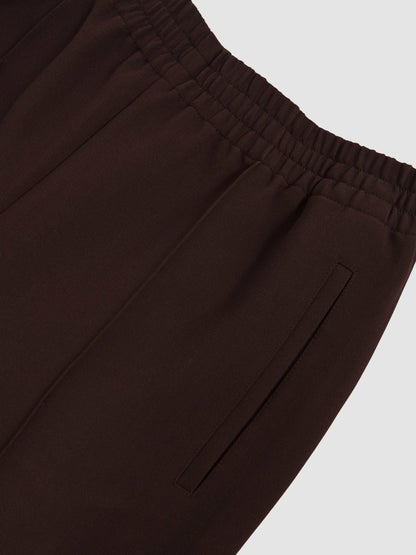 Reiss Sale - Petite Wide Leg Elasticated Waist Trousers in Burgundy