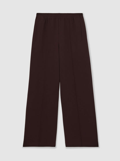 Reiss Offer - Wide Leg Elasticated Waist Trousers in Burgundy