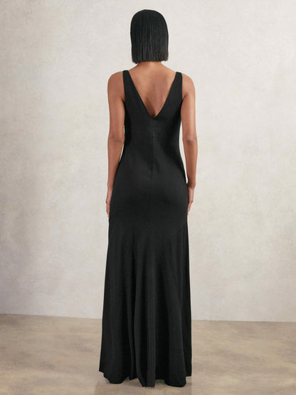 Reiss Cowl-Neck Sleeveless Maxi Dress in Black