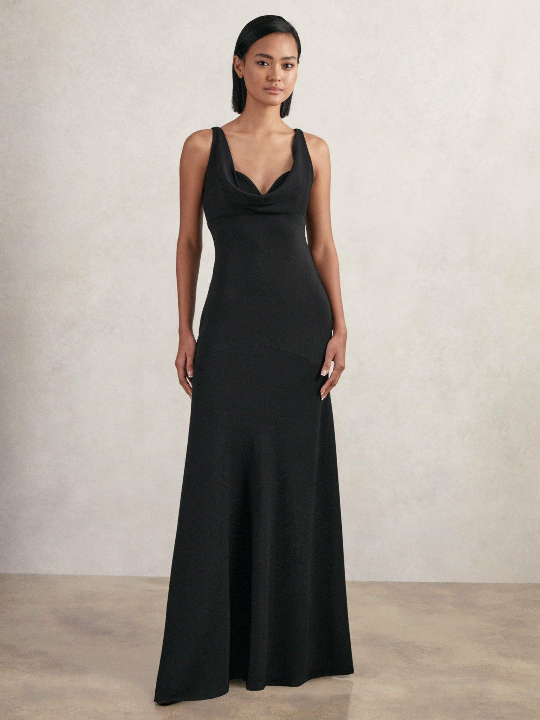 Reiss Cowl-Neck Sleeveless Maxi Dress in Black