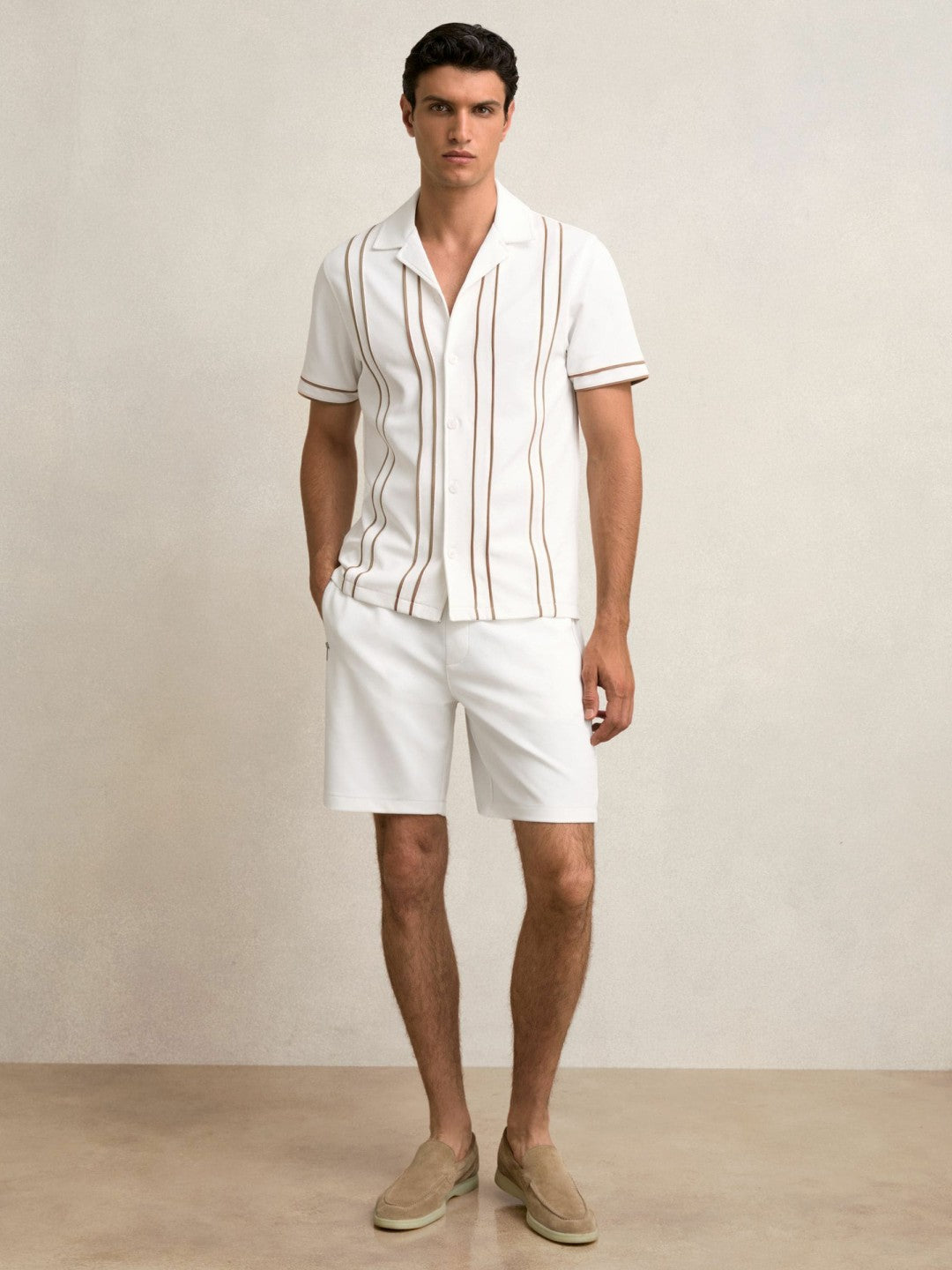 Reiss Savings - Textured Drawstring Shorts in White