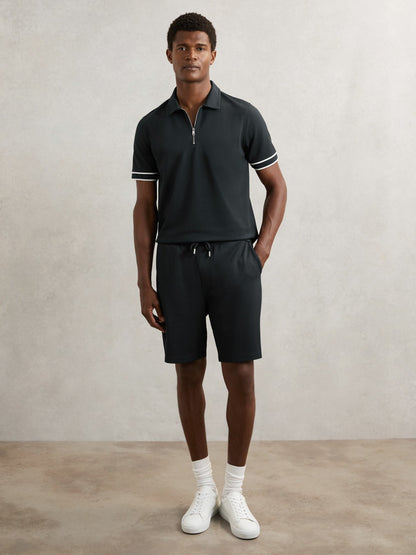 Reiss Offer - Textured Drawstring Shorts in Navy