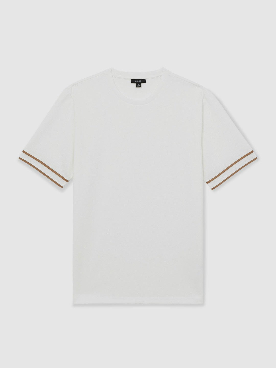 Reiss Offer - Textured Crew-Neck Tipped T-Shirt in White