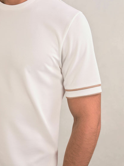 Reiss Offer - Textured Crew-Neck Tipped T-Shirt in White
