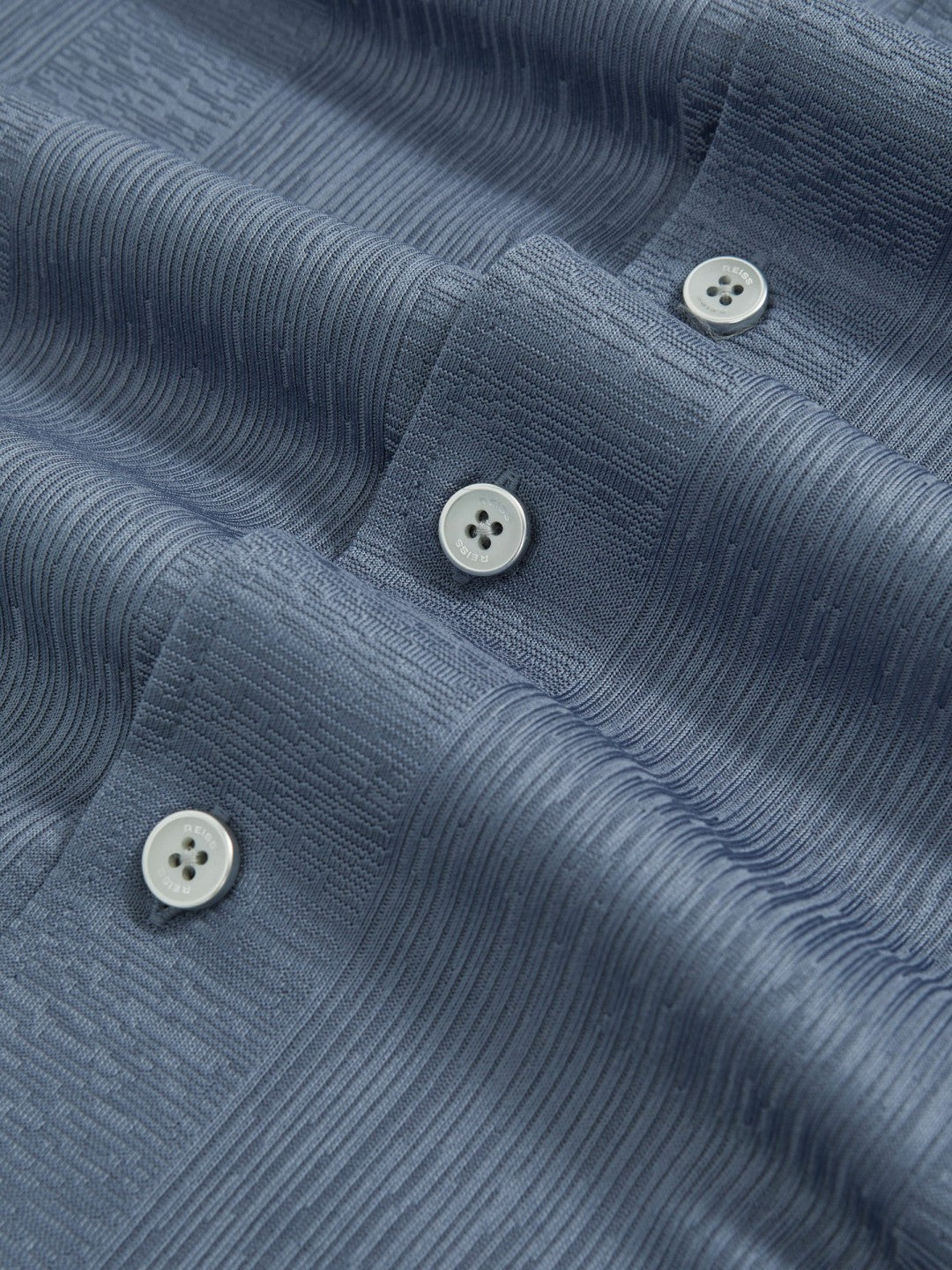 Reiss Jacquard-Stripe Cuban-Collar Shirt in Airforce Blue