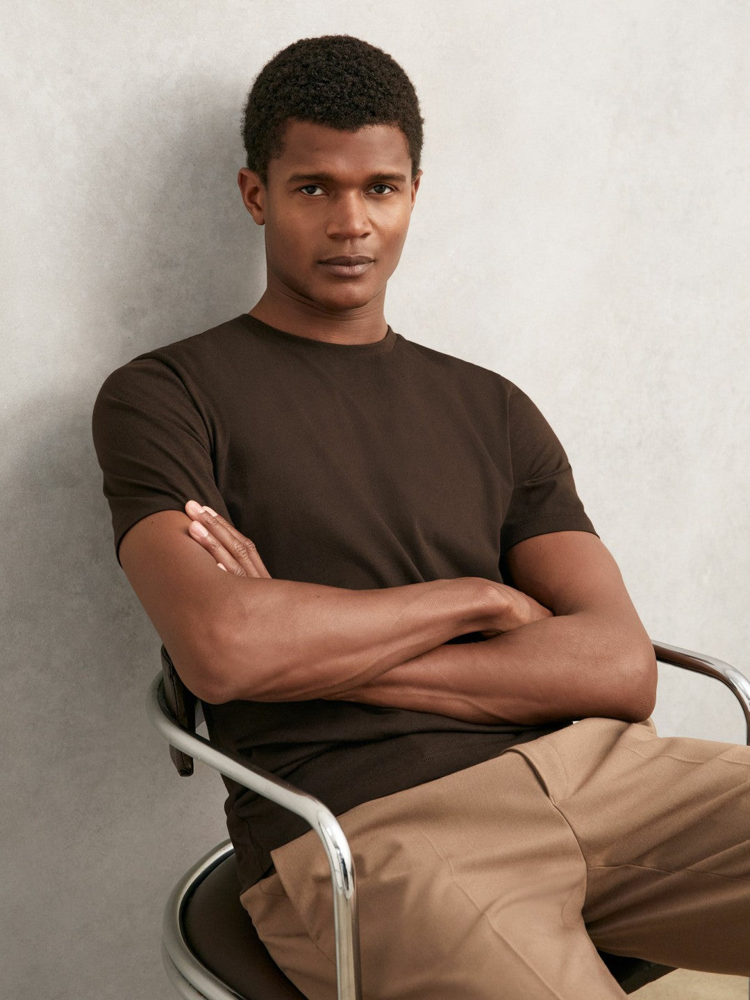 Reiss Offer - Cotton Crew Neck T-Shirt in Coco Brown