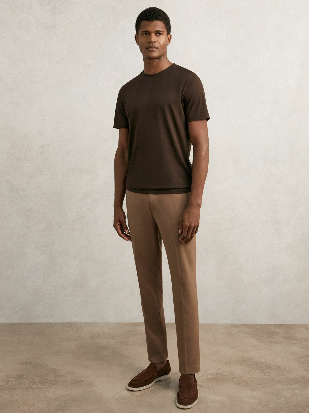 Reiss Offer - Cotton Crew Neck T-Shirt in Coco Brown