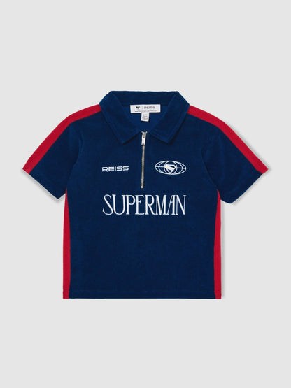 Reiss Savings - 13-14 yrs Superman Towelling Polo Shirt in Blue/Red