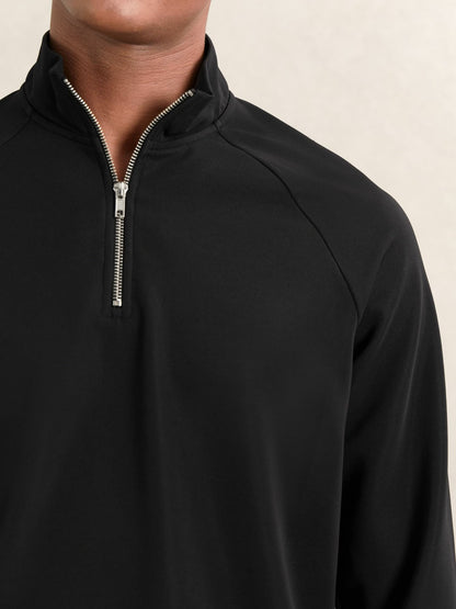 Reiss Featured - Half-Zip Funnel-Neck Sweatshirt in Black