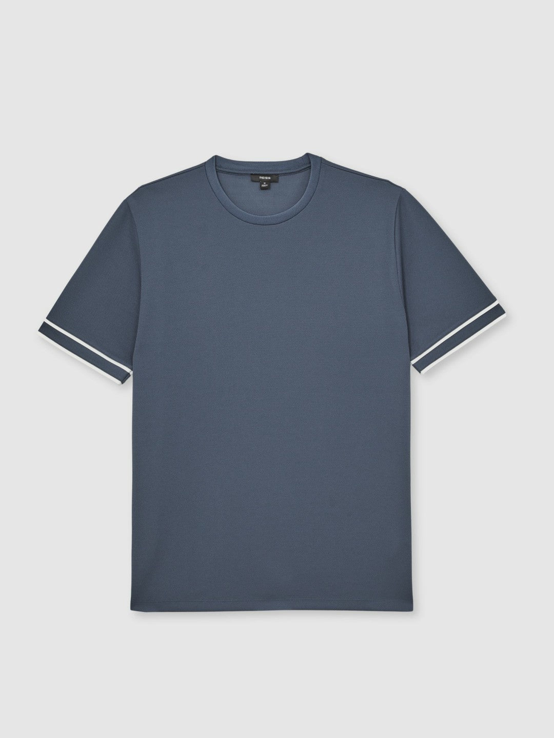 Reiss Savings - Textured Crew-Neck Tipped T-Shirt in Airforce Blue