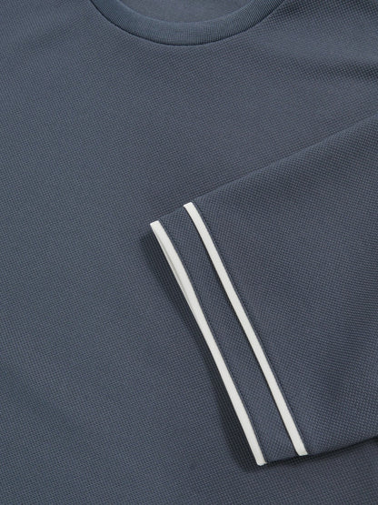 Reiss Savings - Textured Crew-Neck Tipped T-Shirt in Airforce Blue