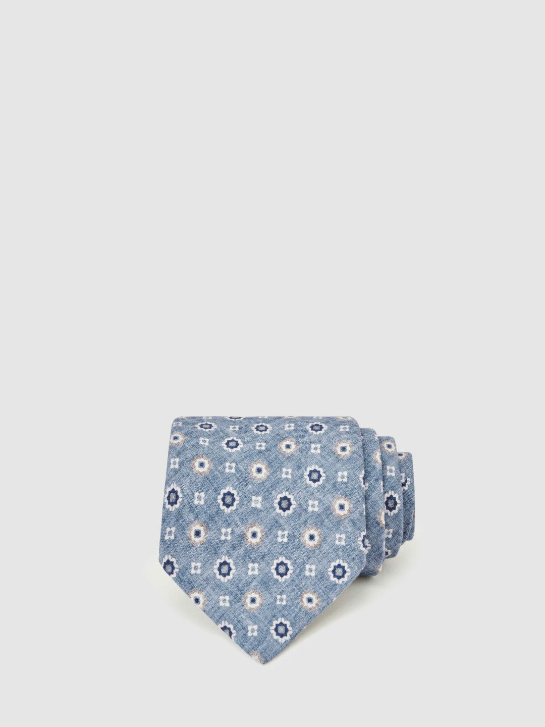 Reiss Affordable - Silk Floral-Medallion Tie in Soft Blue