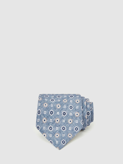 Reiss Affordable - Silk Floral-Medallion Tie in Soft Blue