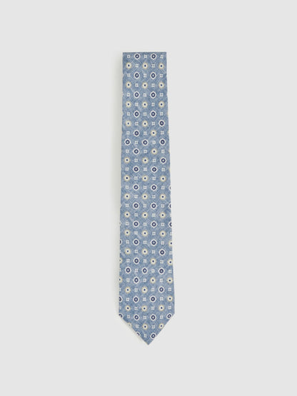 Reiss Affordable - Silk Floral-Medallion Tie in Soft Blue