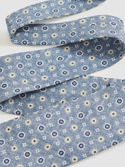 Reiss Affordable - Silk Floral-Medallion Tie in Soft Blue