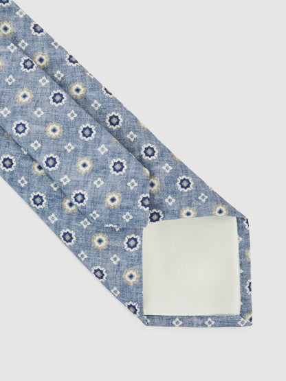 Reiss Affordable - Silk Floral-Medallion Tie in Soft Blue