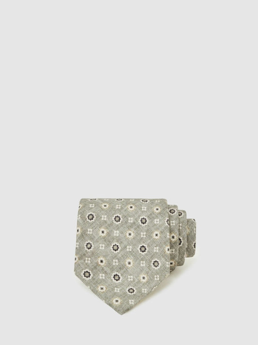 Reiss Featured - Silk Floral-Medallion Tie in Soft Sage