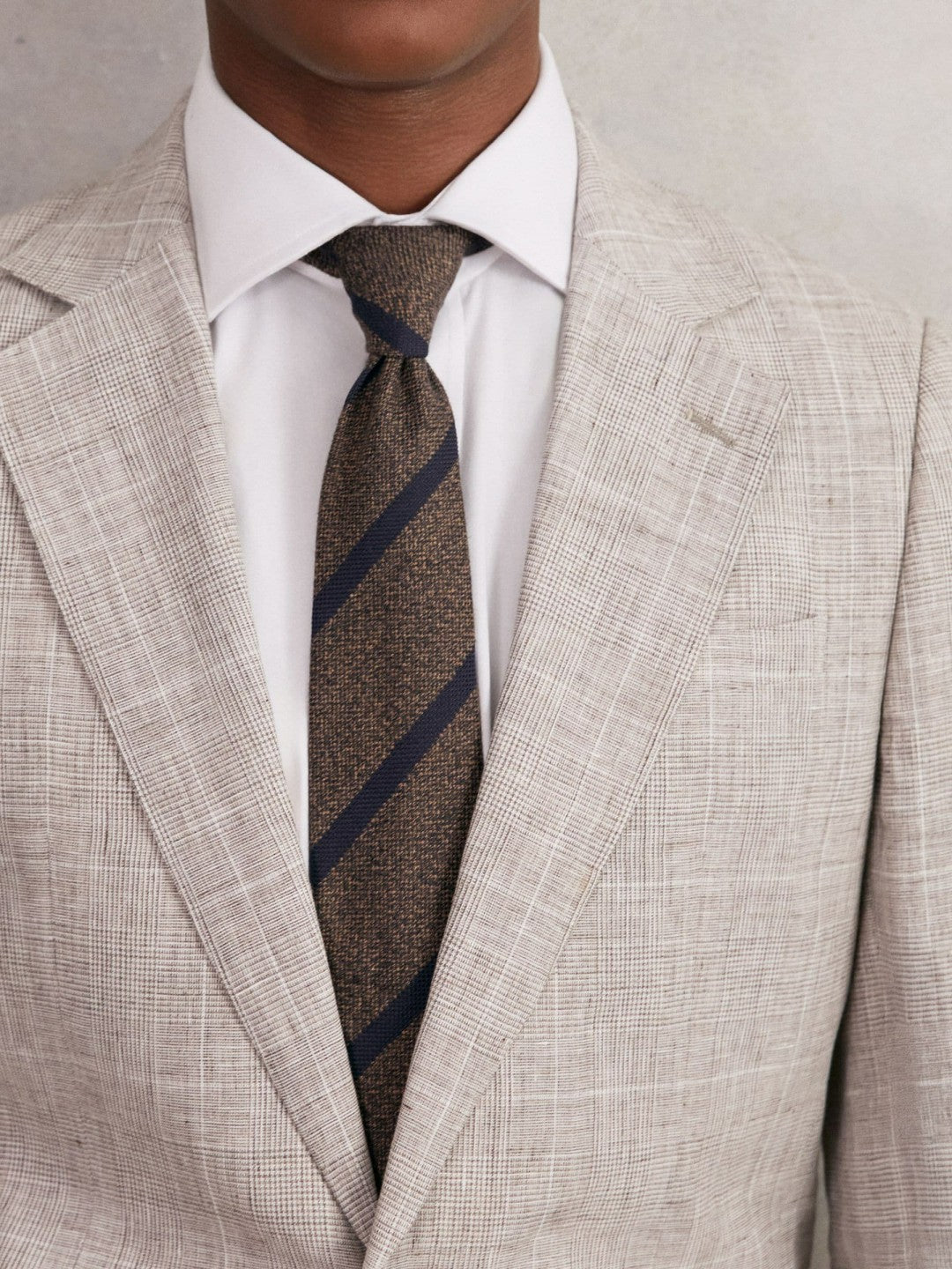 Reiss Affordable - Wool-Silk Striped Tie in Chocolate Brown