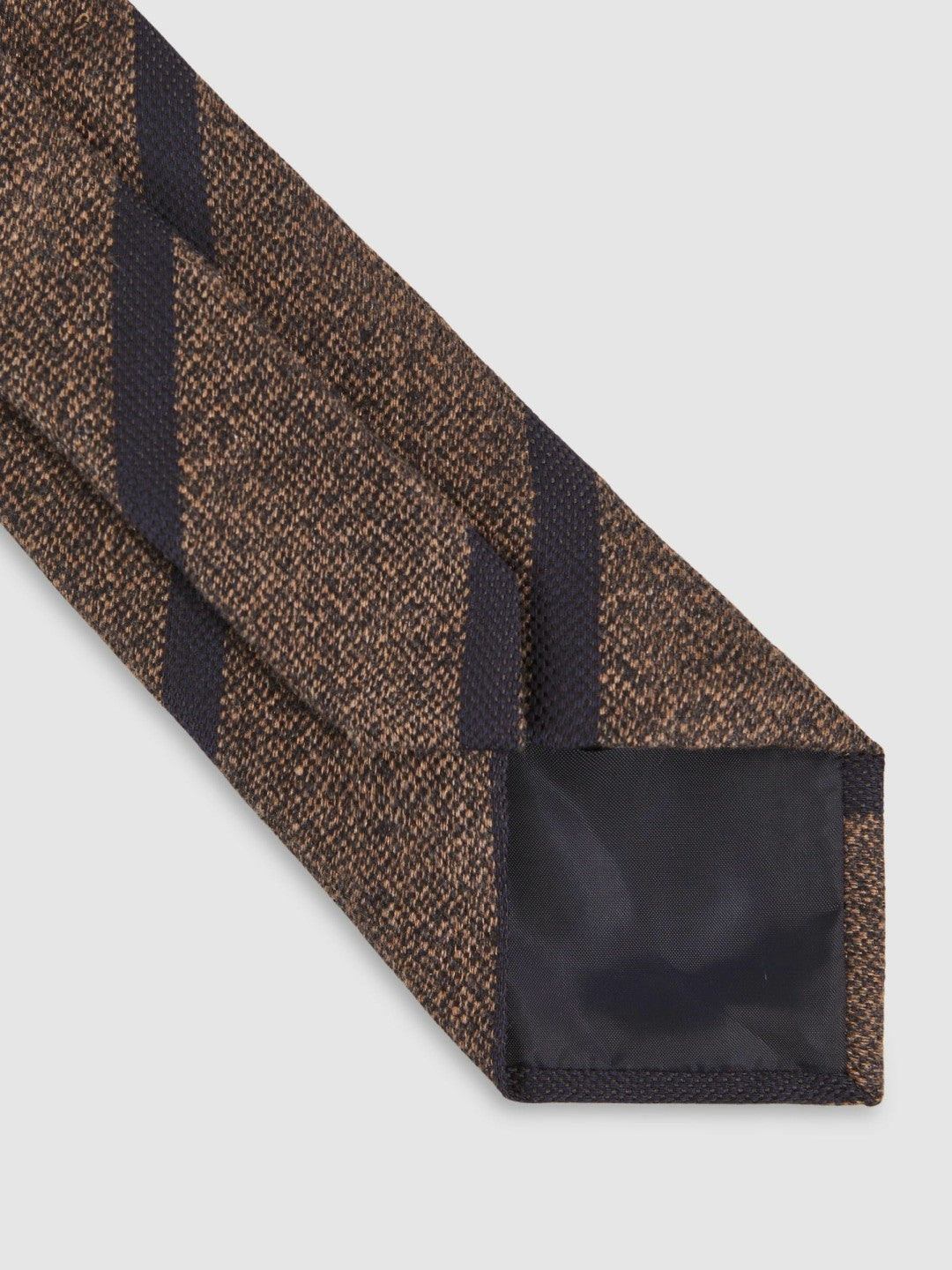 Reiss Affordable - Wool-Silk Striped Tie in Chocolate Brown