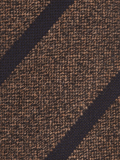 Reiss Affordable - Wool-Silk Striped Tie in Chocolate Brown