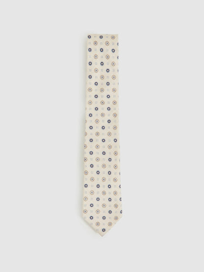 Reiss Offer - Silk Floral-Medallion Tie in Ivory