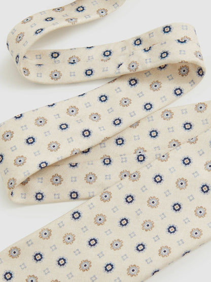 Reiss Offer - Silk Floral-Medallion Tie in Ivory