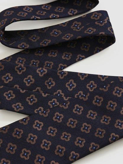 Reiss Affordable - Silk-Wool Floral-Medallion Tie in Navy
