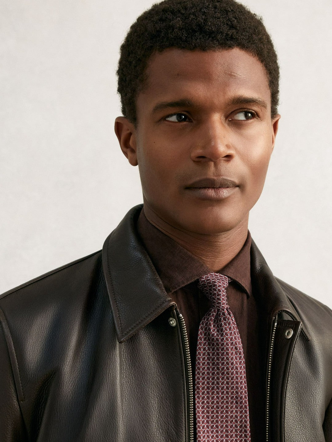 Reiss Featured - Silk Geometric-Chain Print Tie in Bordeaux