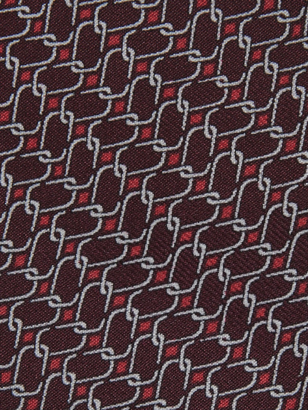 Reiss Featured - Silk Geometric-Chain Print Tie in Bordeaux