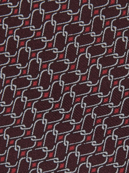 Reiss Featured - Silk Geometric-Chain Print Tie in Bordeaux