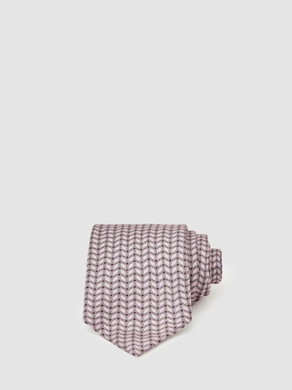 Reiss Savings - Silk Geometric-Chain Print Tie in Soft Pink