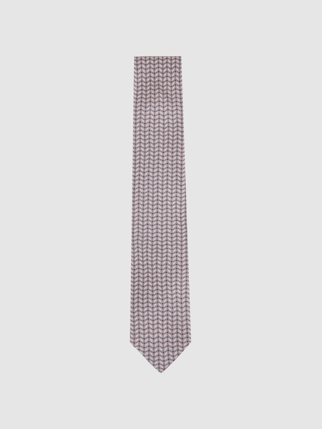 Reiss Savings - Silk Geometric-Chain Print Tie in Soft Pink