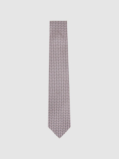 Reiss Savings - Silk Geometric-Chain Print Tie in Soft Pink