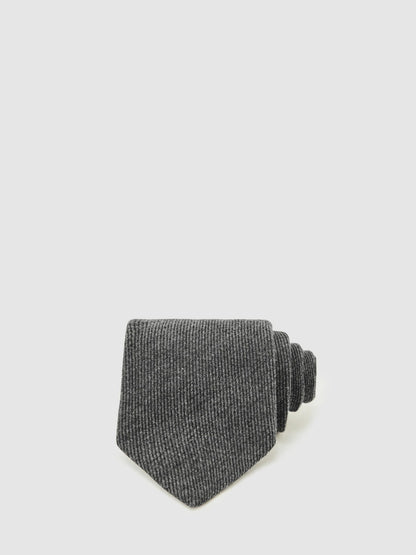 Reiss Best Seller - Wool-Silk Textured Tie in Charcoal