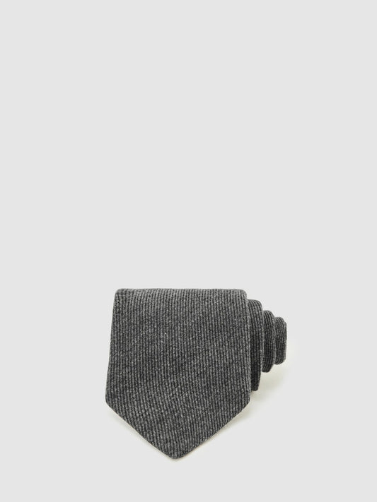 Reiss Best Seller - Wool-Silk Textured Tie in Charcoal
