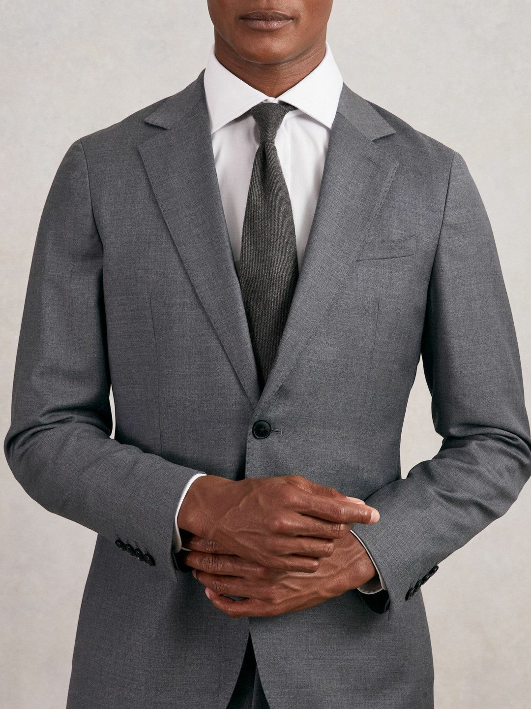 Reiss Best Seller - Wool-Silk Textured Tie in Charcoal