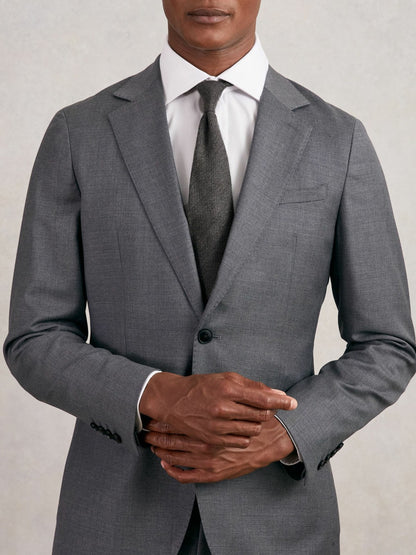 Reiss Best Seller - Wool-Silk Textured Tie in Charcoal