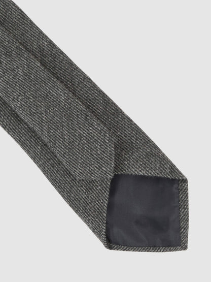 Reiss Best Seller - Wool-Silk Textured Tie in Charcoal