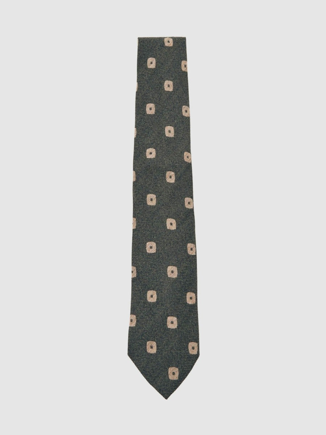 Reiss Value - Silk-Wool Square-Medallion Tie in Forest Green