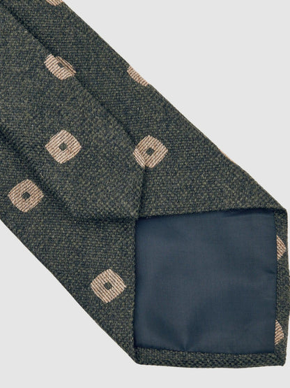 Reiss Value - Silk-Wool Square-Medallion Tie in Forest Green
