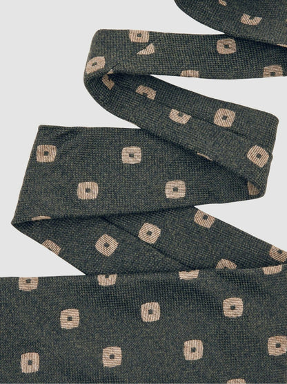 Reiss Value - Silk-Wool Square-Medallion Tie in Forest Green