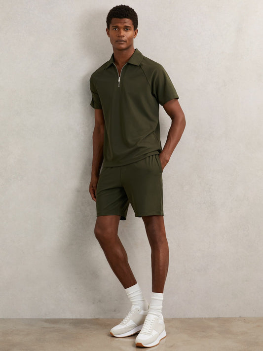 Reiss Value - Textured Drawstring Shorts in Green