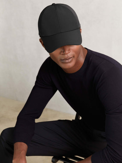 Reiss Deal - Embroidered Logo Tech Baseball Cap in Black