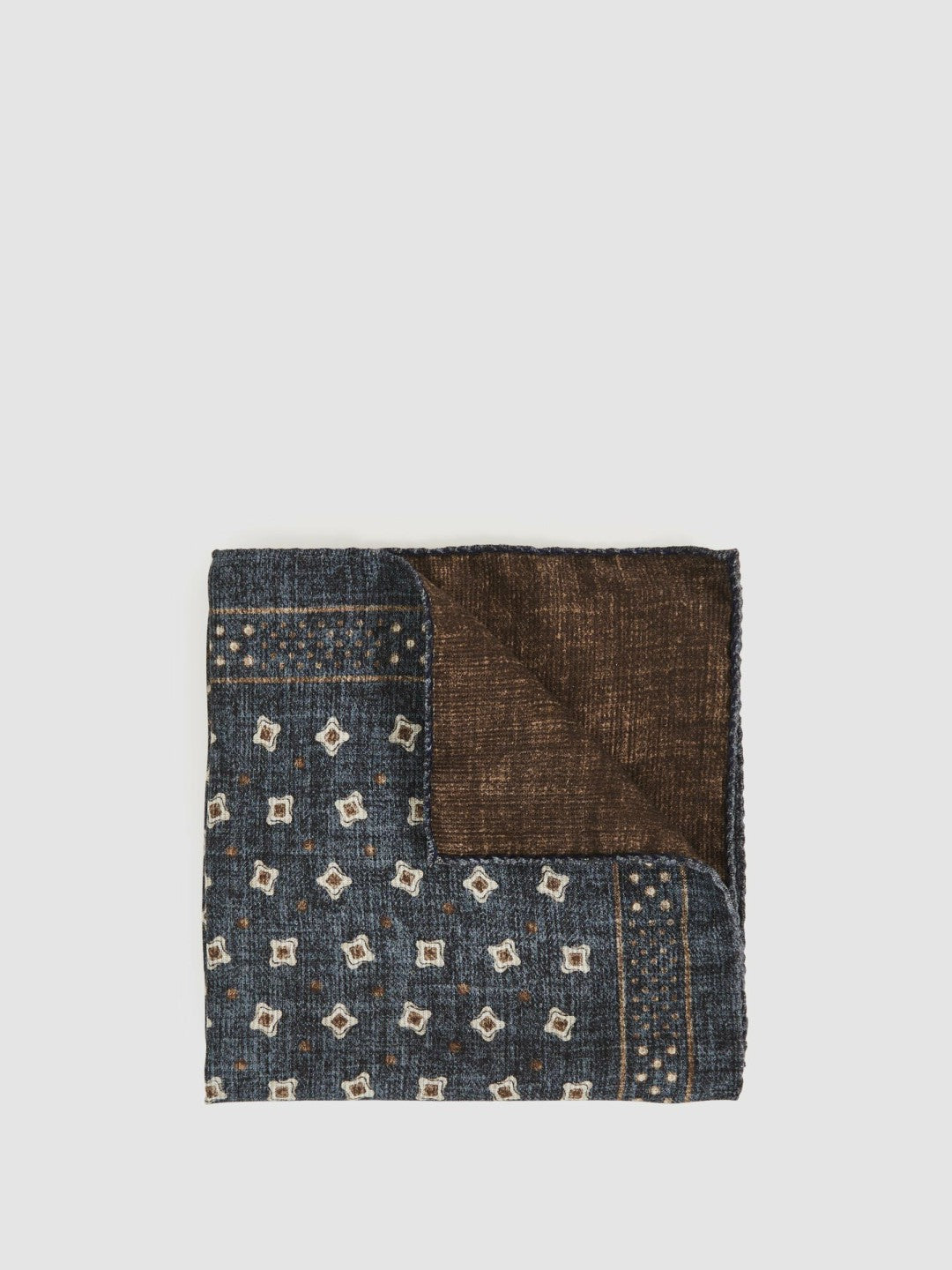 Reiss Popular Choice - Silk Floral-Medallion Pocket Square in Denim Blue Melange