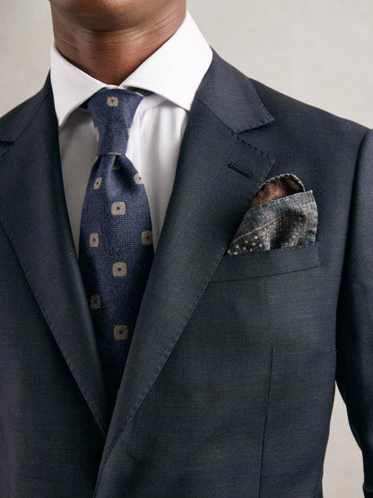 Reiss Popular Choice - Silk Floral-Medallion Pocket Square in Denim Blue Melange